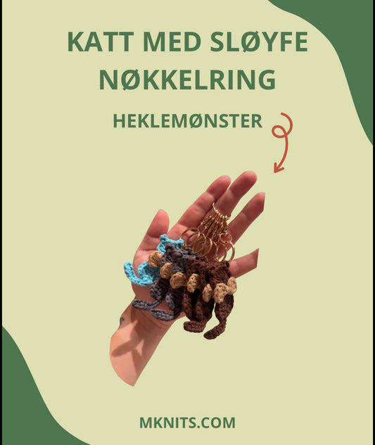 Hekleoppskrift Katt med sløyfe NO/US